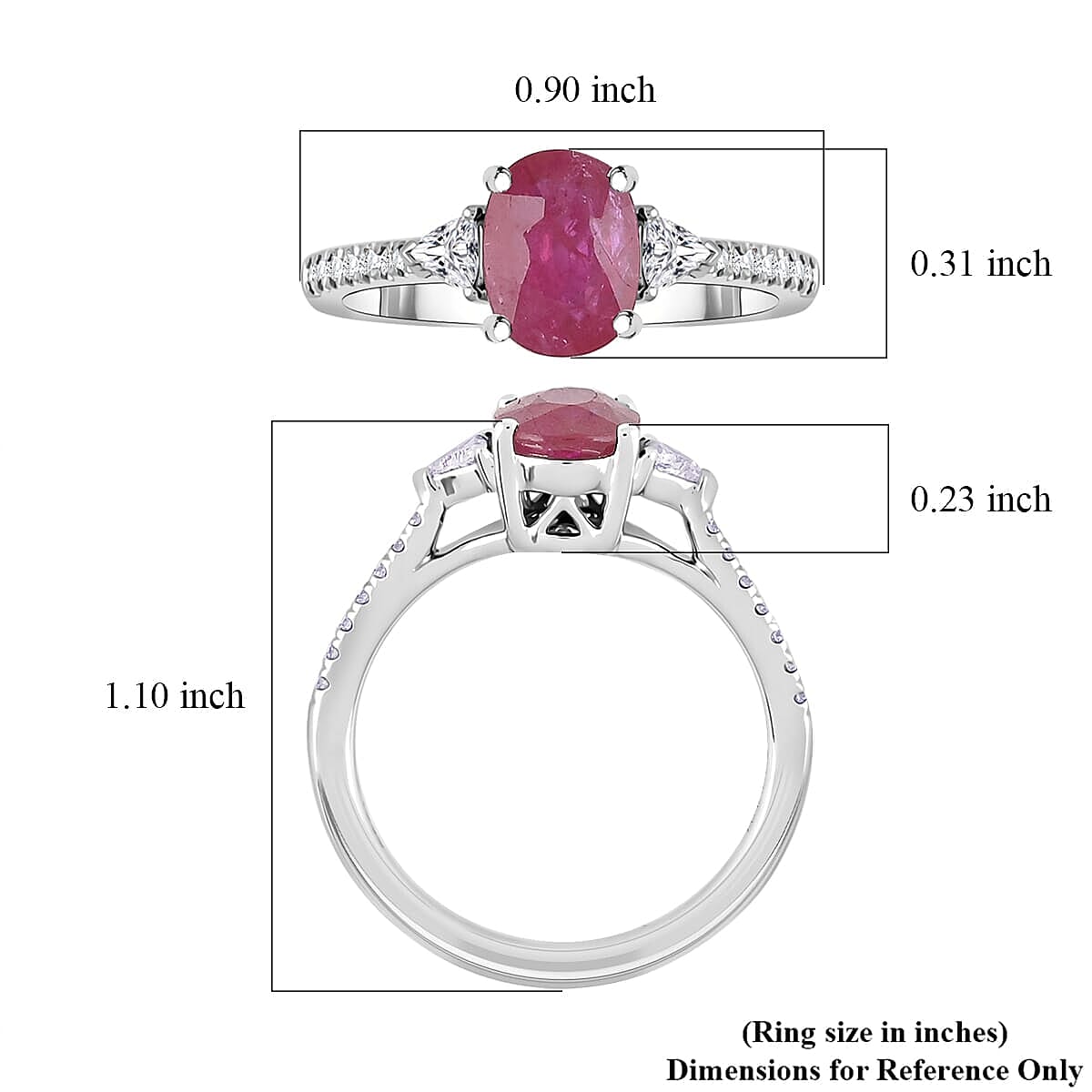 Certified & Appraised Rhapsody AAAA Mozambique Ruby and E-F VS Diamond 1.70 ctw Ring in 950 Platinum (Size 9.5) 5.36 Grams image number 5