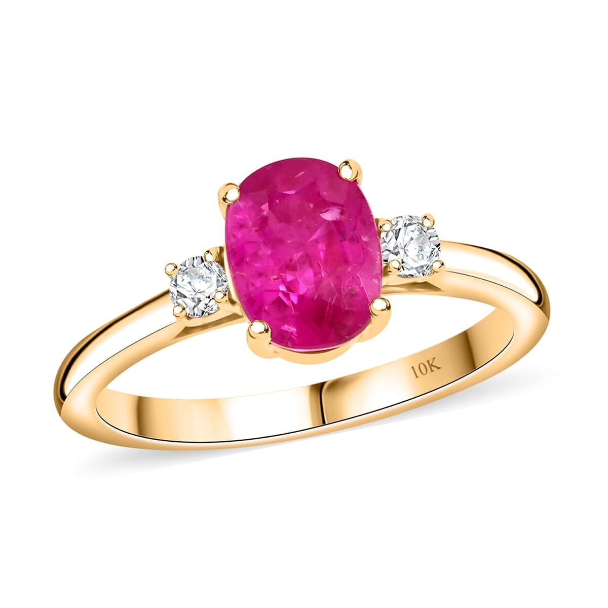 Certified & Appraised Luxoro AAA Mozambique Ruby and I2 Diamond 1.65 ctw Ring in 10K Yellow Gold (Size 10.0) image number 0