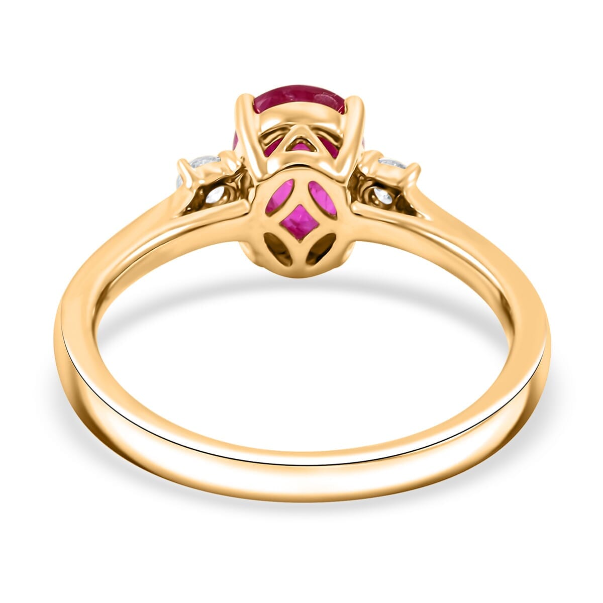 Certified & Appraised Luxoro AAA Mozambique Ruby and I2 Diamond 1.65 ctw Ring in 10K Yellow Gold (Size 10.0) image number 4