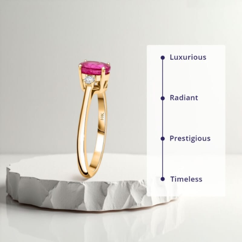 Certified and Appraised Luxoro AAA Montepuez Ruby, Diamond Ring in 10K Yellow Gold  1.65 ctw (Size 7.0)