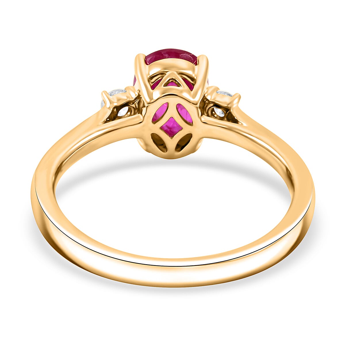 Certified & Appraised Luxoro AAA Montepuez Ruby and I2 Diamond 1.65 ctw Ring in 10K Yellow Gold (Size 7.0) image number 4