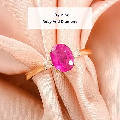 Certified and Appraised Luxoro AAA Montepuez Ruby, Diamond Ring in 10K Yellow Gold 1.65 ctw (Size 9.0)