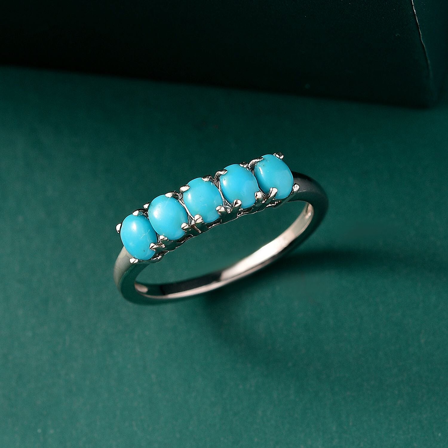 Sleeping Beauty Turquoise 0.75 ctw Ring in Platinum Over Sterling Silver (Size 11.5)