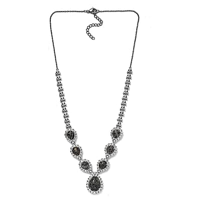 Karis Natural Yooperlite 23.80 ctw Midnight Majesty Necklace in Platinum Bond 18-20 Inches with Free UV Flash Light