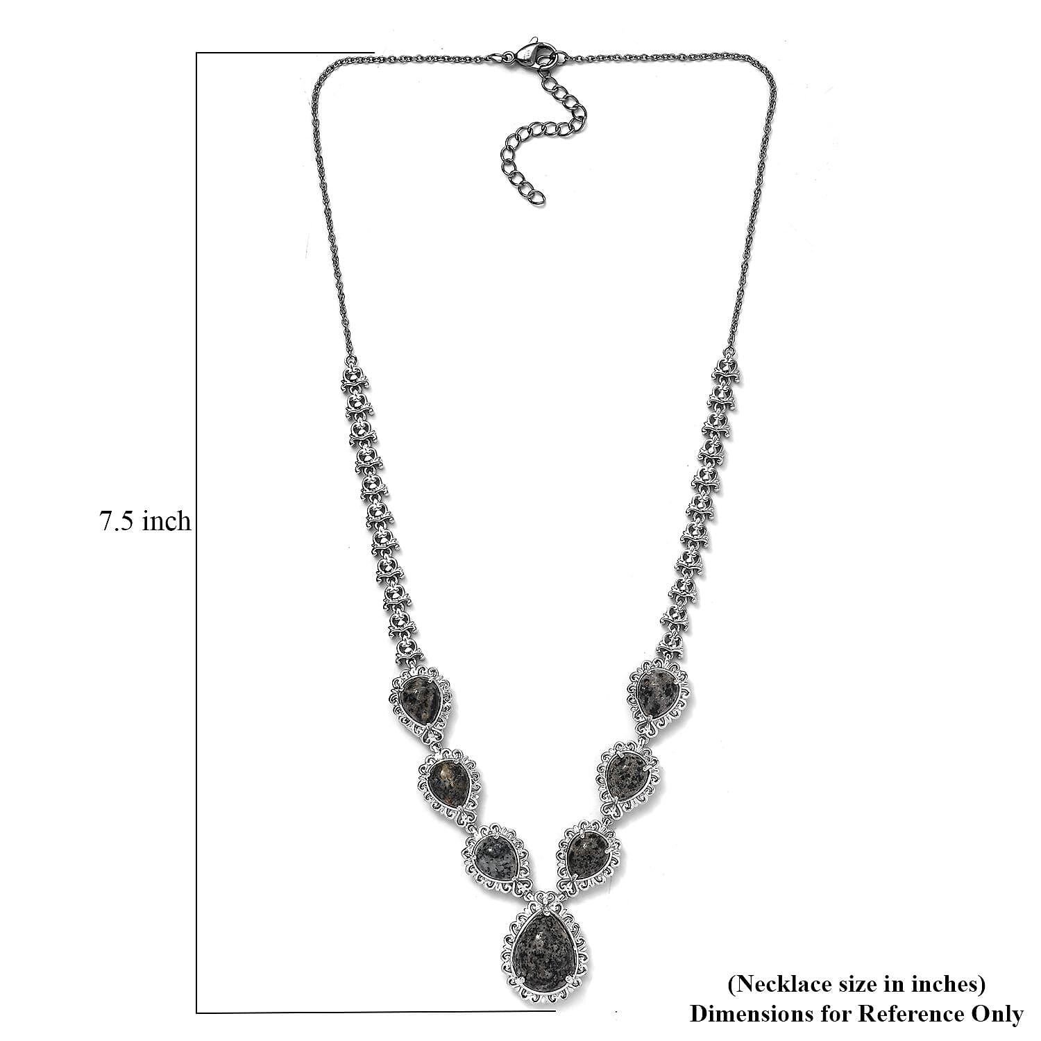 Karis Natural Yooperlite 23.80 ctw Midnight Majesty Necklace in Platinum Bond 18-20 Inches with Free UV Flash Light
