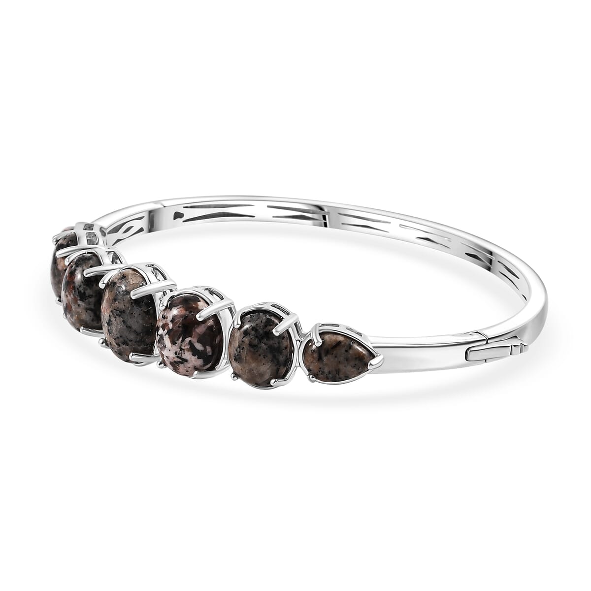Karis Natural Yooperlite 27.80 ctw Bangle Bracelet in Platinum Bond (6.50 In) with Free UV Flash Light image number 3