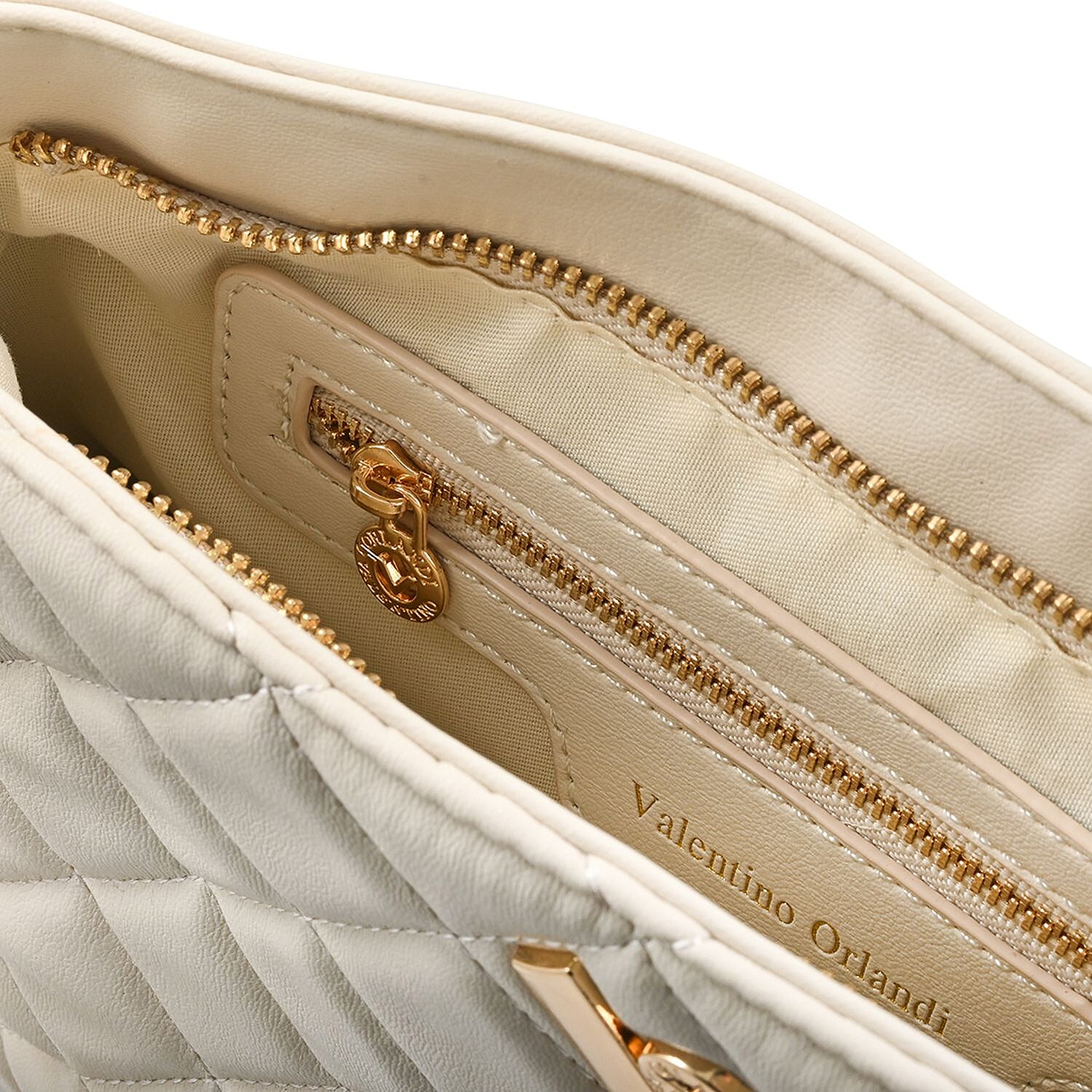 Buy Valentino Orlandi White Quilted Vegan Leather Crossboday Bag