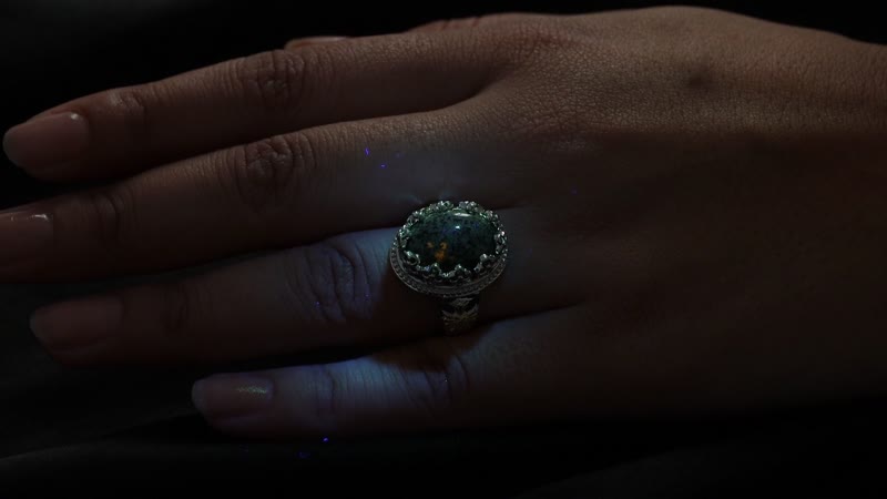 Karis Natural Yooperlite 9.00 ctw Crown Ring in 18K YG Plated and Platinum Bond (Size 7.0) with Free UV Flash Light