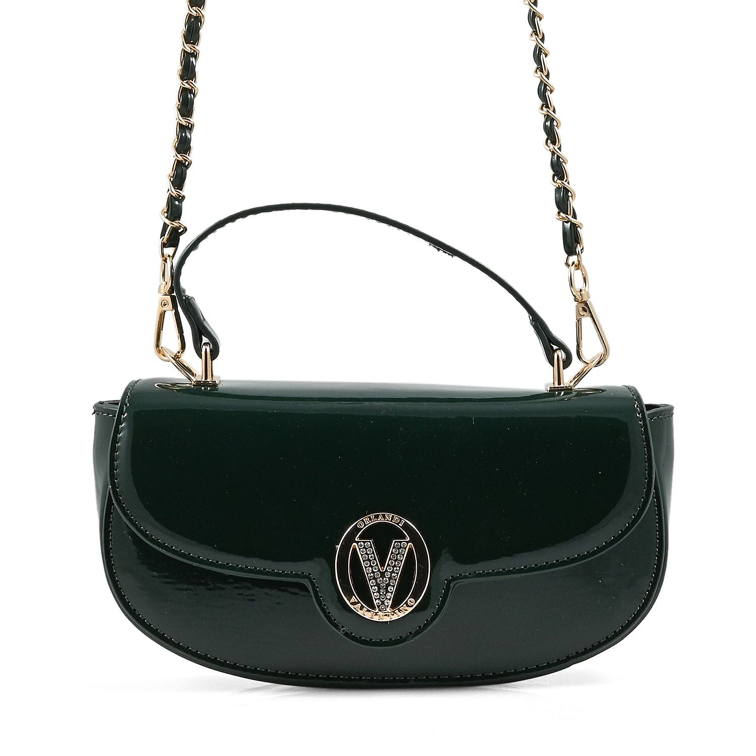 Buy Valentino Orlandi Green Top Handle Patent Vegan Leather