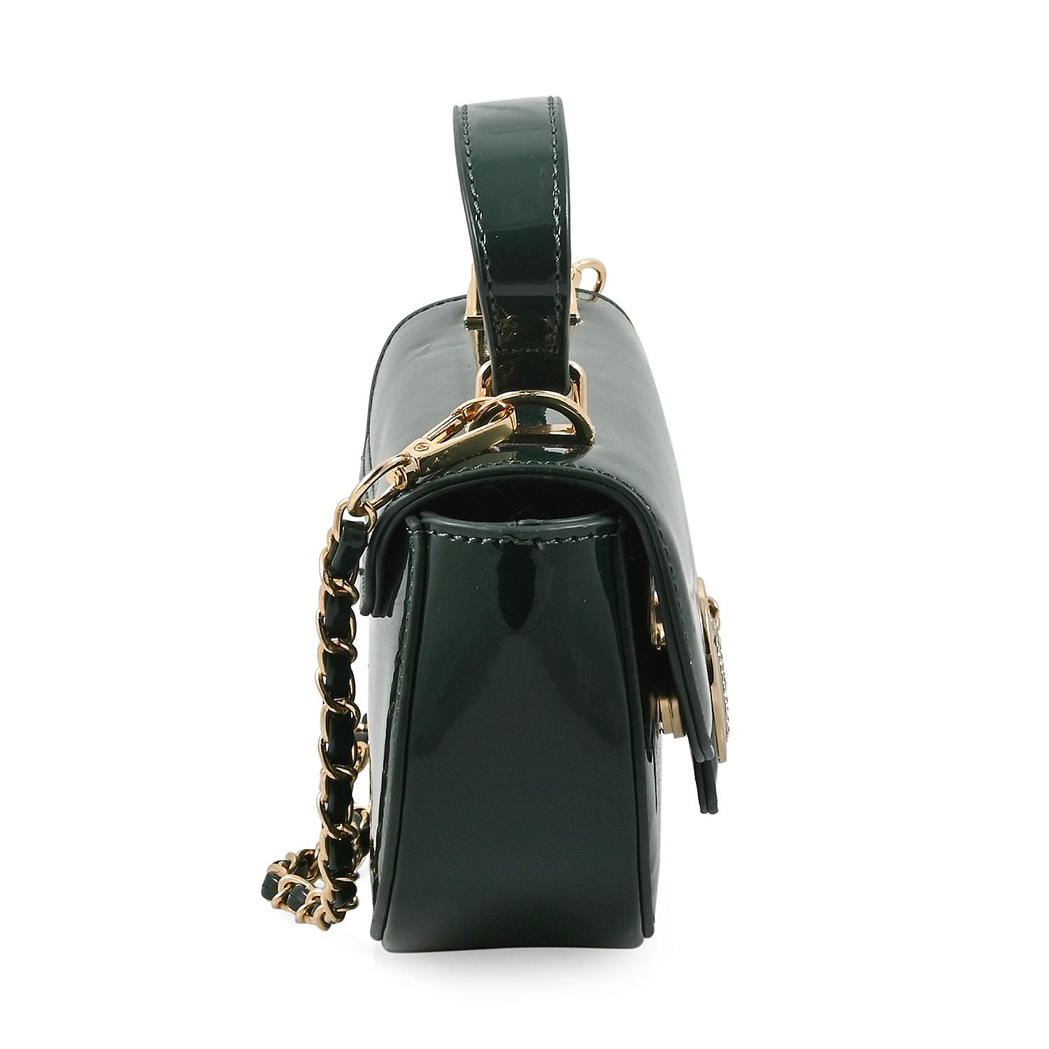 Buy Valentino Orlandi Green Top Handle Patent Vegan Leather