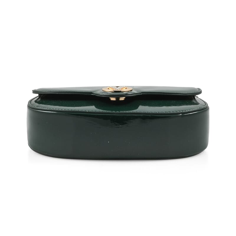 Valentino Orlandi Green Top Handle Patent Vegan Leather Crossbody Bag