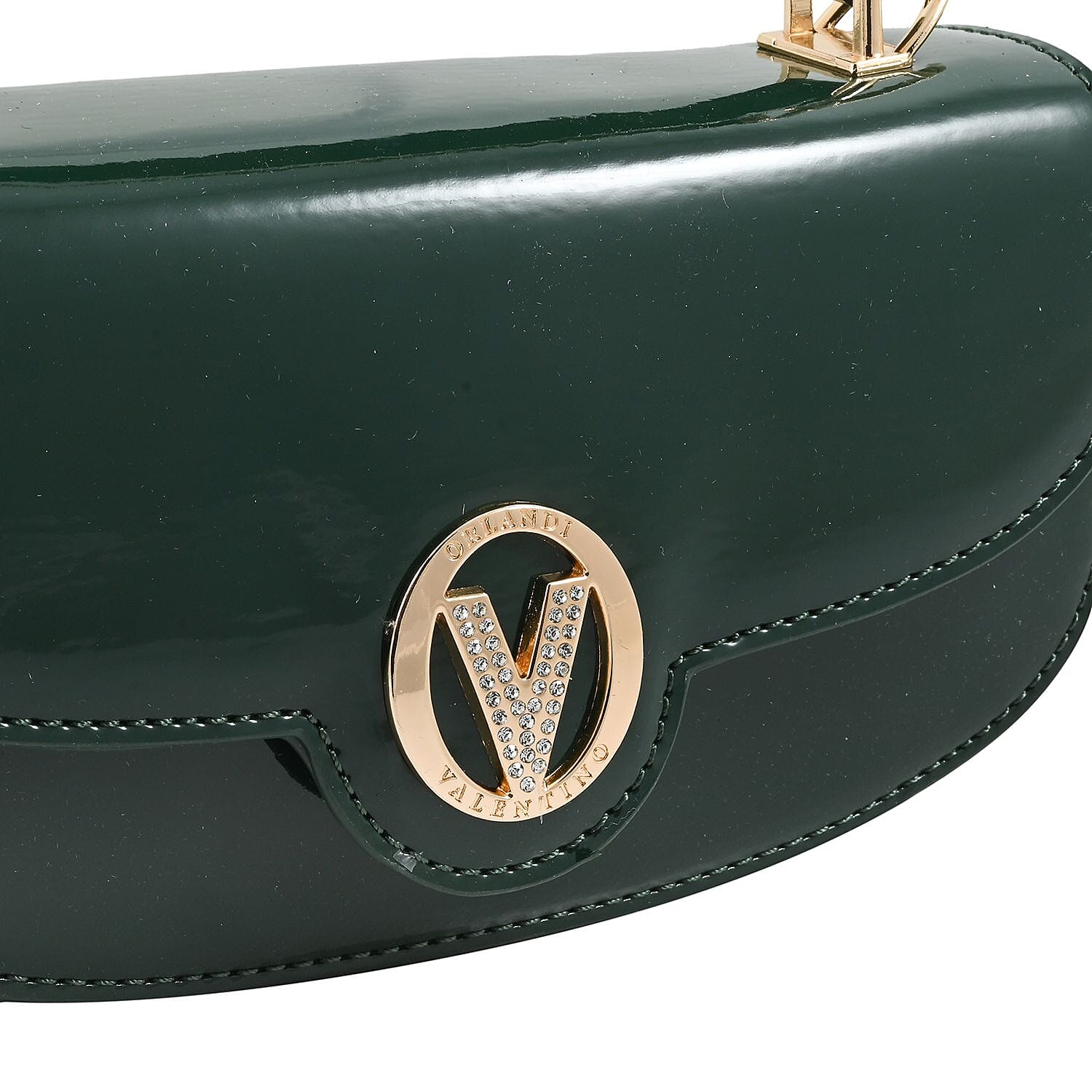 Valentino Orlandi Green Top Handle Patent Vegan Leather Crossbody Bag