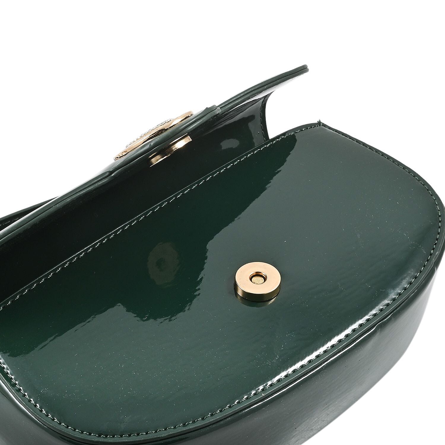 Valentino Orlandi Green Top Handle Patent Vegan Leather Crossbody Bag