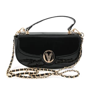 Valentino Orlandi Black Top Handle Patent Vegan Leather Crossbody Bag 