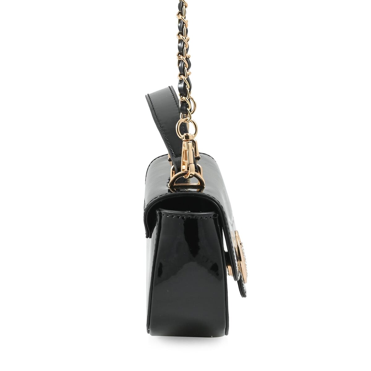 Valentino Orlandi Black Top Handle Patent Vegan Leather Crossbody Bag  image number 2