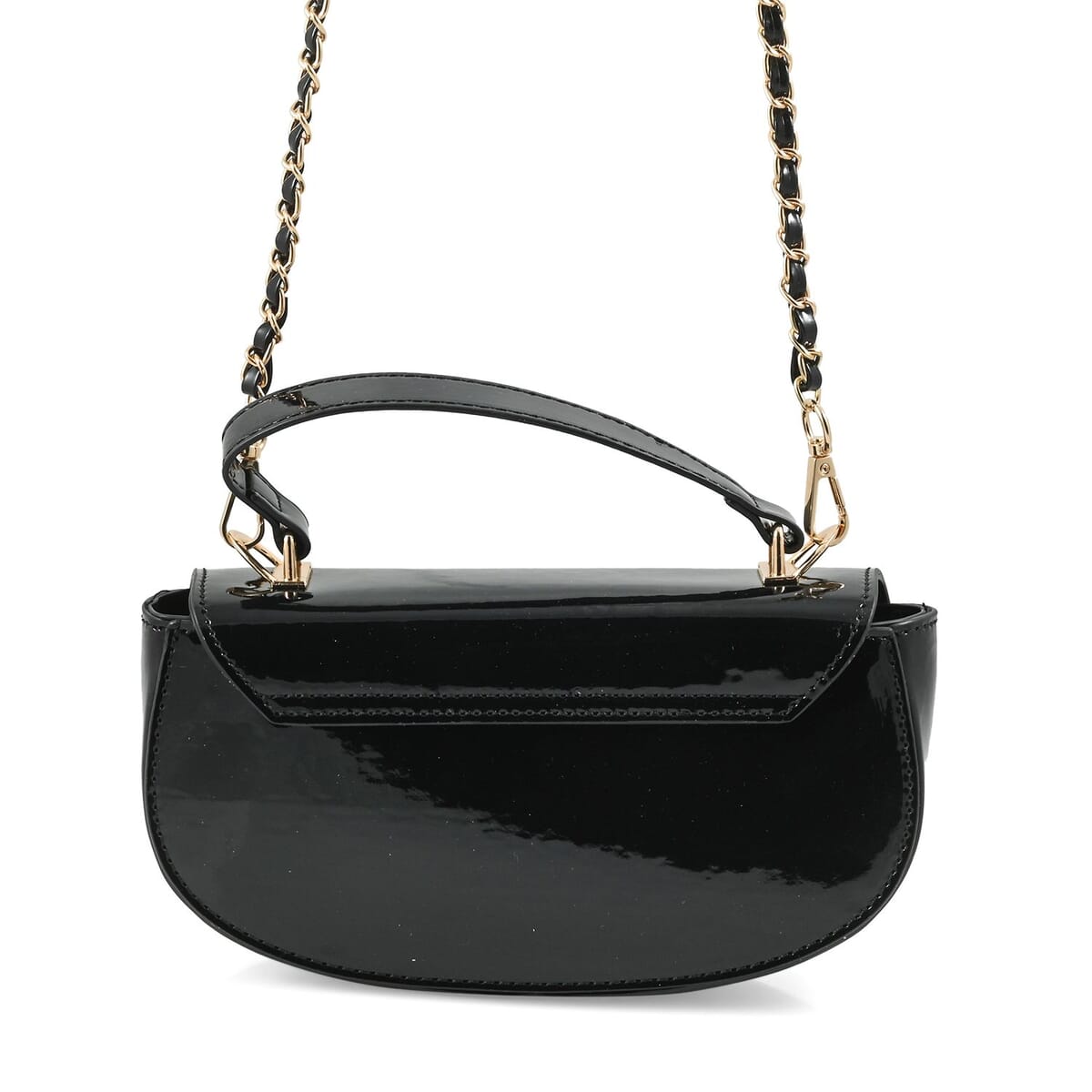 Valentino Orlandi Black Top Handle Patent Vegan Leather Crossbody Bag  image number 3