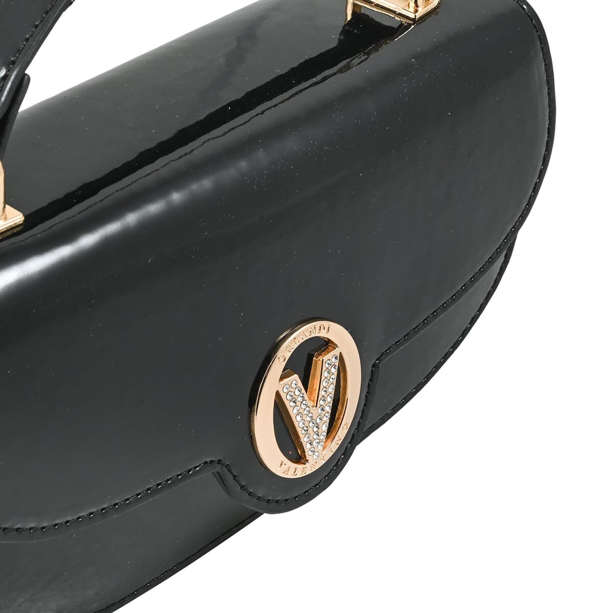 Valentino Orlandi Black Top Handle Patent Vegan Leather Crossbody Bag  image number 5