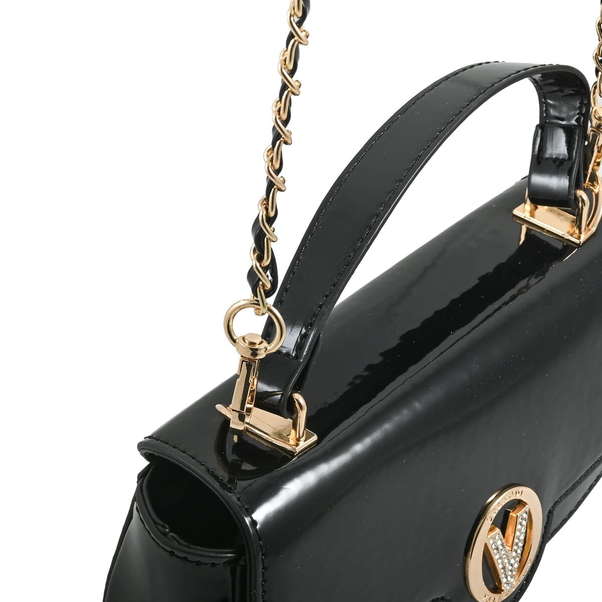 Valentino Orlandi Black Top Handle Patent Vegan Leather Crossbody Bag  image number 6