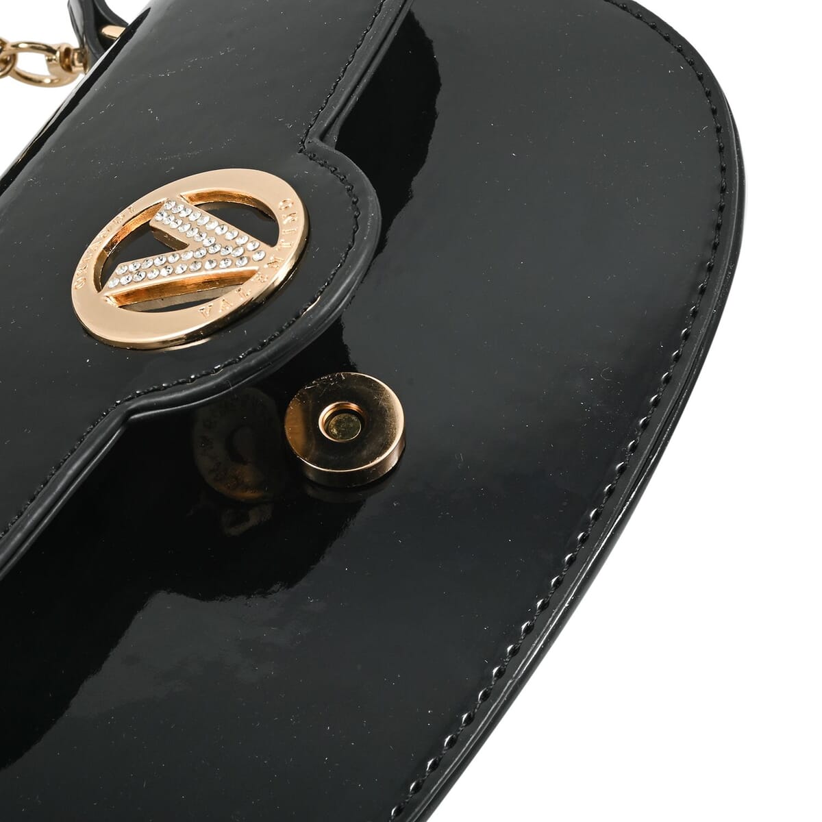 Valentino Orlandi Black Top Handle Patent Vegan Leather Crossbody Bag  image number 7
