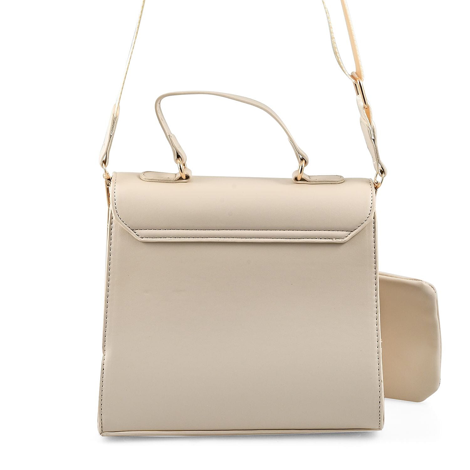 Buy Valentino Orlandi Cream Flapover V Logo Vegan Leather Satchel