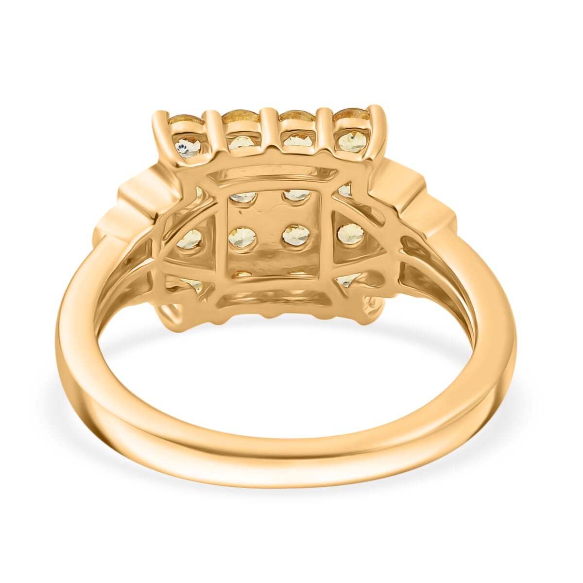 D'Joy Madagascar Yellow Sapphire and White Zircon 1.60 ctw Sunbeam Mosaic Ring in 18K Vermeil Yellow Gold Over Sterling Silver (Size 7.0) image number 4