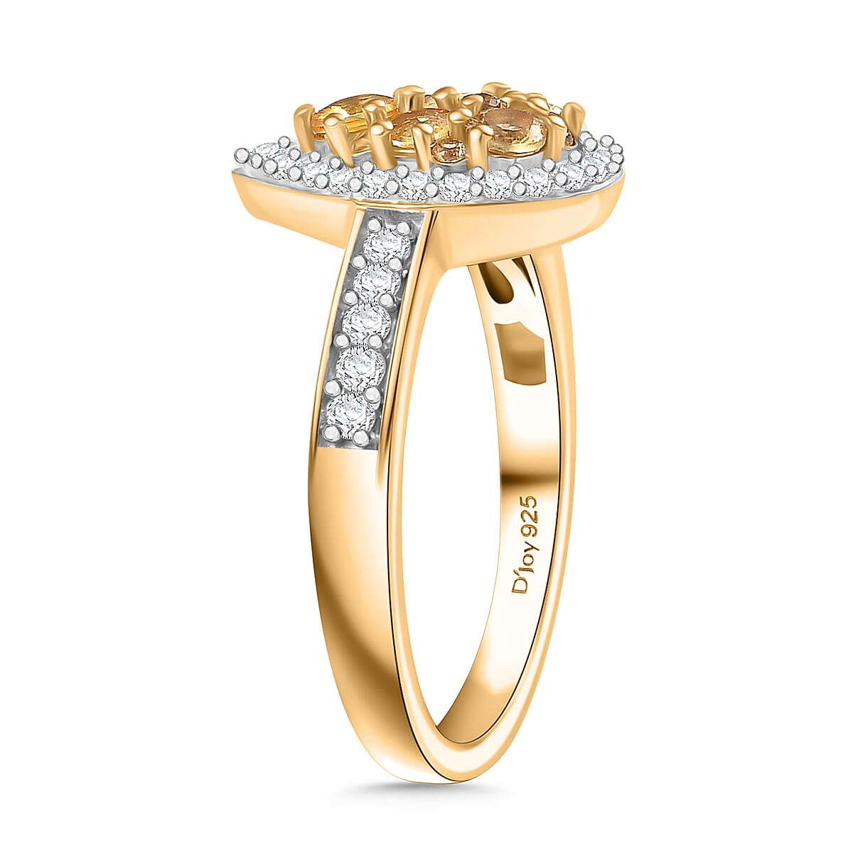 D'Joy Madagascar Yellow Sapphire and White Zircon 1.15 ctw Dew Drop Ring in 18K Vermeil Yellow Gold Over Sterling Silver (Size 10.0)