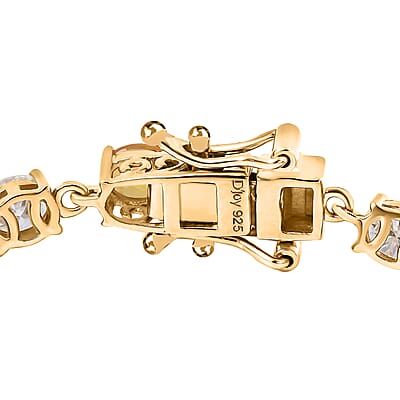 D'Joy Premium Madagascar Yellow Sapphire and Moissanite 8.00 ctw Celestial Harmony Bracelet in 18K Vermeil Yellow Gold Over Sterling Silver (6.50 In)
