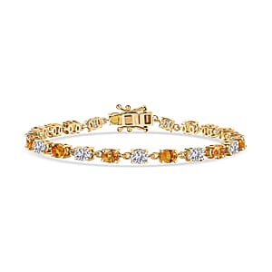 D'Joy Premium Madagascar Yellow Sapphire and Moissanite 8.50 ctw Celestial Harmony Bracelet in 18K Vermeil Yellow Gold Over Sterling Silver (7.25 In)