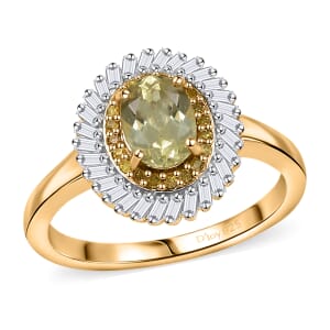 D'Joy Premium Madagascar Yellow Apatite, Natural Yellow and White Diamond 1.20 ctw Spirit of the Sea Ring in 18K Vermeil Yellow Gold Over Sterling Silver (Size 10.0)