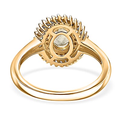 D'Joy Premium Madagascar Yellow Apatite, Natural Yellow and White Diamond 1.20 ctw Spirit of the Sea Ring in 18K Vermeil Yellow Gold Over Sterling Silver (Size 10.0)