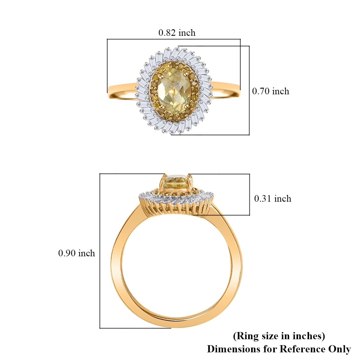 D'Joy Premium Madagascar Yellow Apatite, Natural Yellow and White Diamond 1.20 ctw Spirit of the Sea Ring in 18K Vermeil Yellow Gold Over Sterling Silver (Size 10.0) image number 5