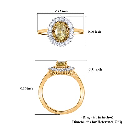 D'Joy Premium Madagascar Yellow Apatite, Natural Yellow and White Diamond 1.20 ctw Spirit of the Sea Ring in 18K Vermeil Yellow Gold Over Sterling Silver (Size 10.0)