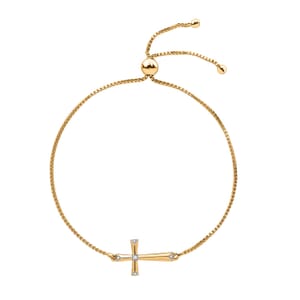 D'Joy Moissanite 0.05 ctw Chain Bracelet in 18K Vermeil Yellow Gold Over Sterling Silve (7.25 In) 
