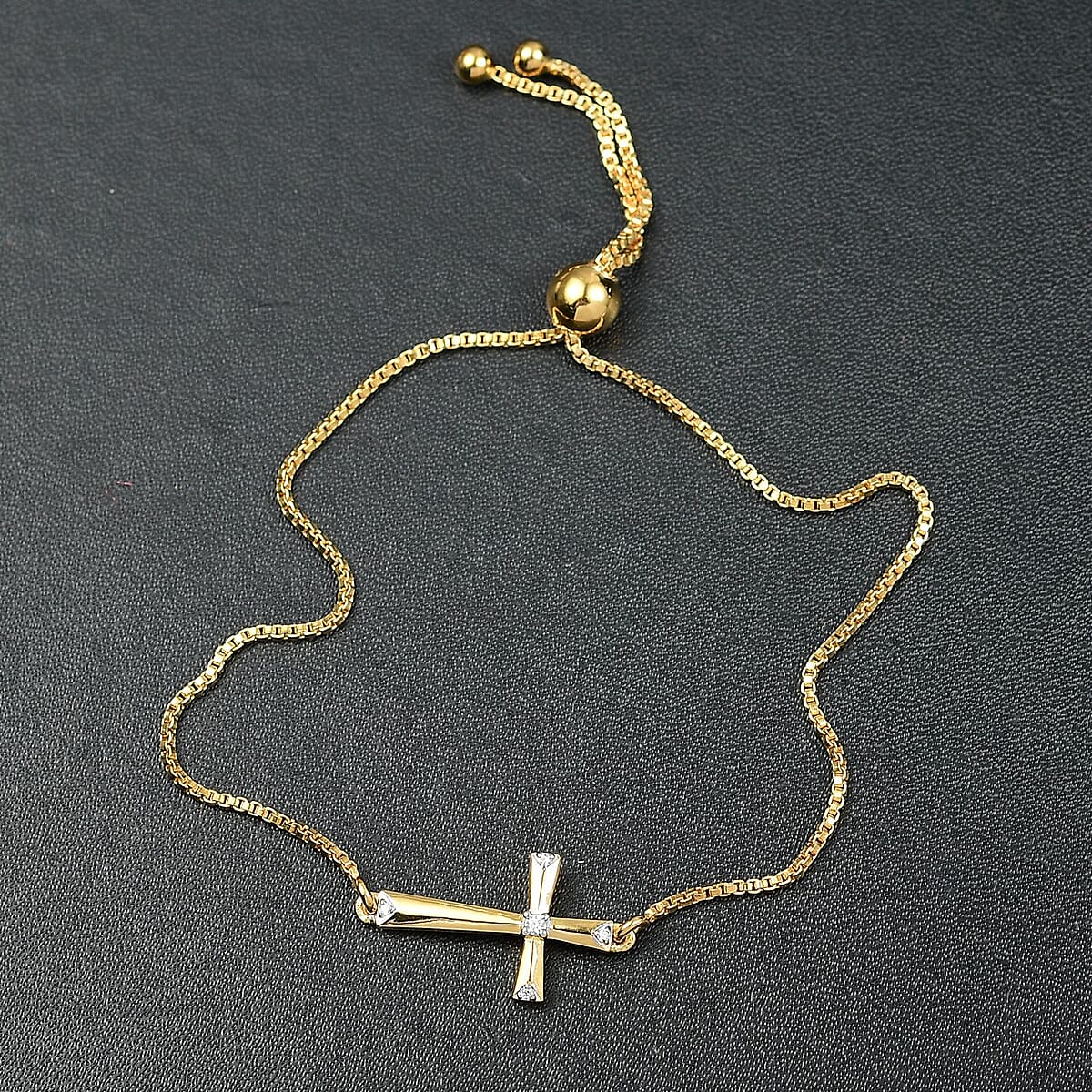 D'Joy Moissanite 0.05 ctw Chain Bracelet in 18K Vermeil Yellow Gold Over Sterling Silve (7.25 In)  image number 1