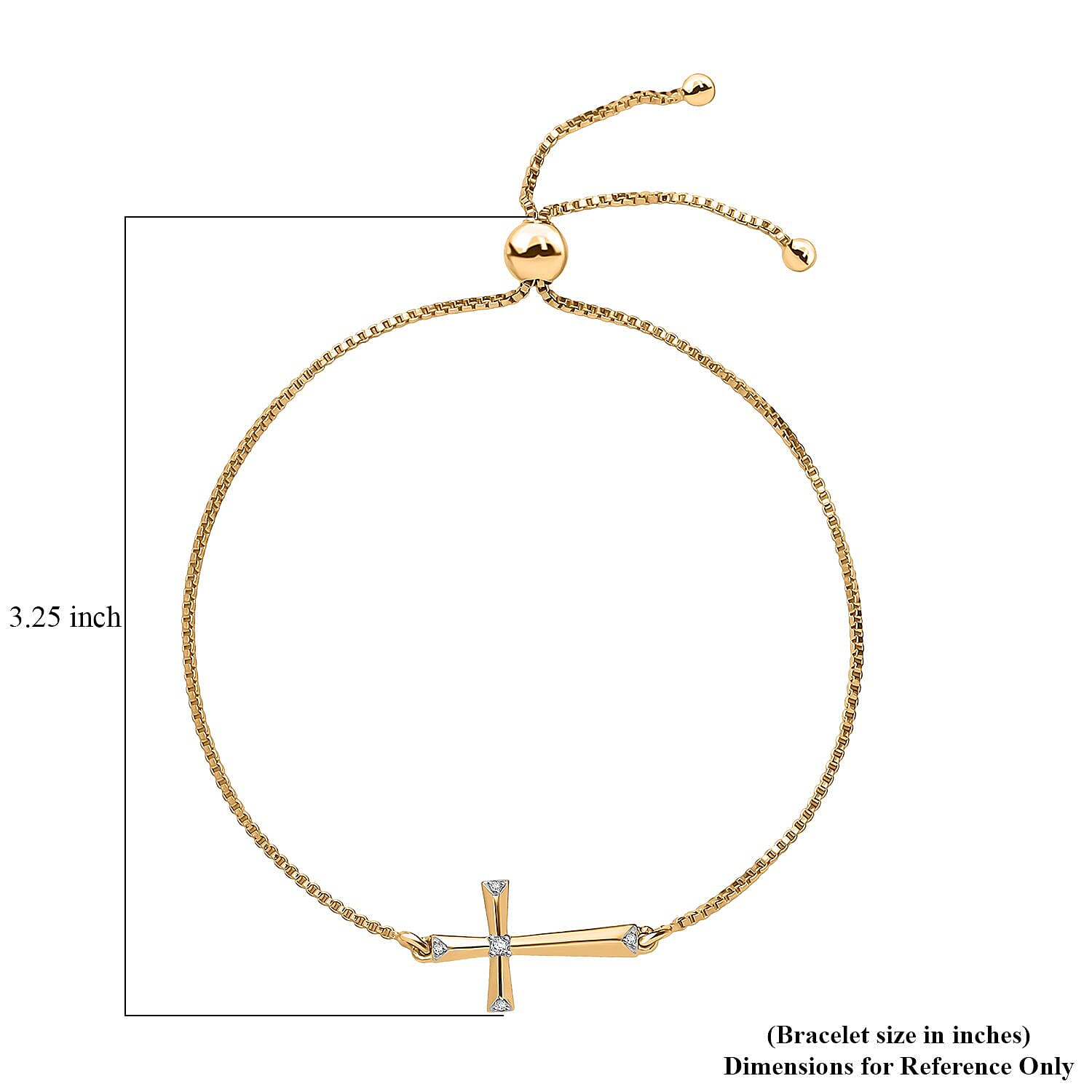 D'Joy Moissanite 0.05 ctw Chain Bracelet in 18K Vermeil Yellow Gold Over Sterling Silve (7.25 In) 