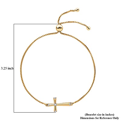 D'Joy Moissanite 0.05 ctw Chain Bracelet in 18K Vermeil Yellow Gold Over Sterling Silve (7.25 In) 