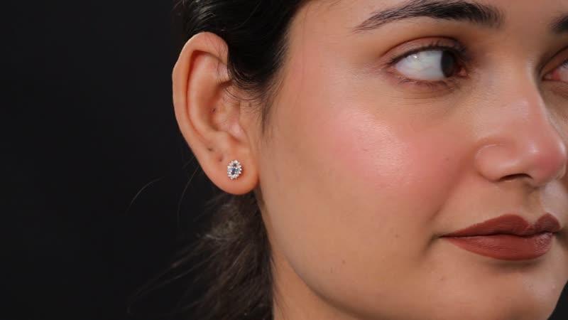 D'Joy Kanchanaburi Blue Sapphire and Moissanite 0.30 ctw Solitaire Stud Earrings in Rhodium Over Sterling Silver