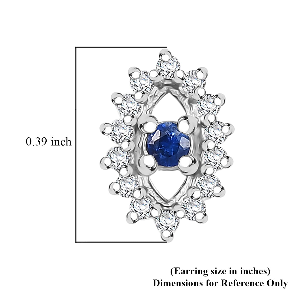 D'Joy Kanchanaburi Blue Sapphire and Moissanite 0.30 ctw Solitaire Stud Earrings in Rhodium Over Sterling Silver