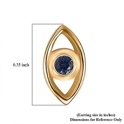 D'Joy Kanchanaburi Blue Sapphire 0.85 ctw Solitaire Stud Earrings in 18K Vermeil Yellow Gold Over Sterling Silver 