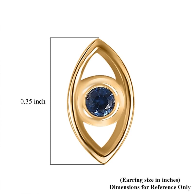 D'Joy Kanchanaburi Blue Sapphire 0.85 ctw Solitaire Stud Earrings in 18K Vermeil Yellow Gold Over Sterling Silver 