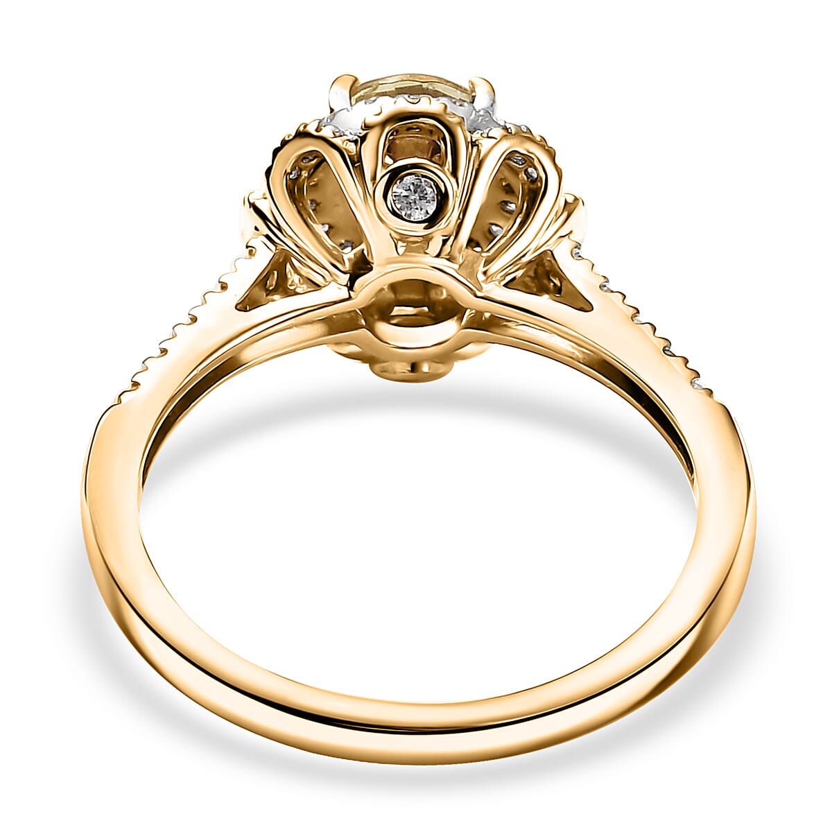 D'Joy Madagascar Yellow Apatite and White Zircon 1.50 ctw Floral Halo Ring in 18K Vermeil Yellow Gold Over Sterling Silver (Size 10.0) 