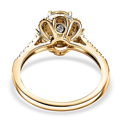 D'Joy Madagascar Yellow Apatite and White Zircon 1.50 ctw Floral Halo Ring in 18K Vermeil Yellow Gold Over Sterling Silver (Size 10.0) 