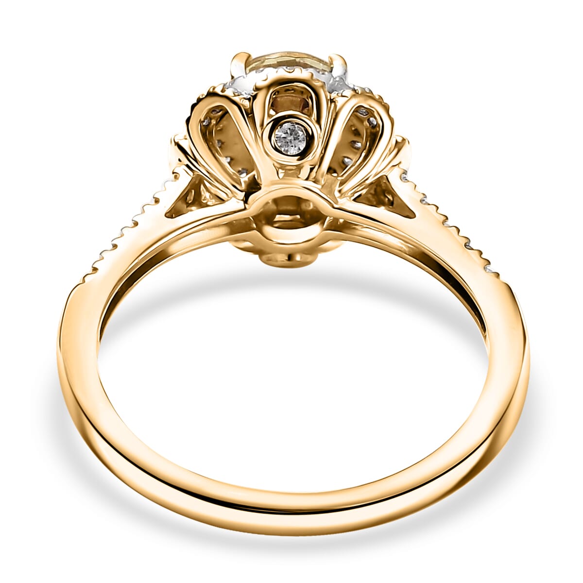 D'Joy Madagascar Yellow Apatite and White Zircon 1.50 ctw Floral Halo Ring in 18K Vermeil Yellow Gold Over Sterling Silver (Size 6.0)  image number 4