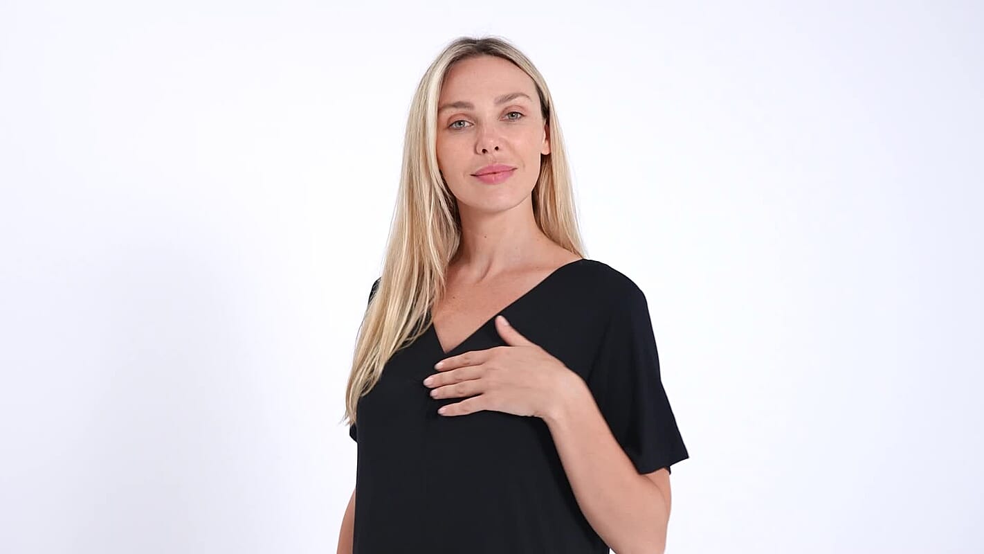 TAMSY Black Solid Knit Summer House Dress with Sleeves - One Size Fits Most