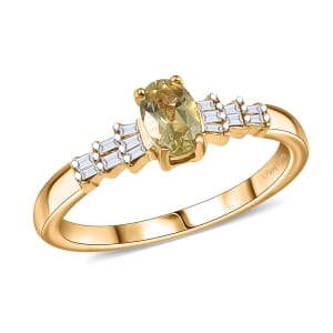 D'Joy Madagascar Yellow Apatite and Diamond 0.60 ctw Ring in 18K Vermeil Yellow Gold Over Sterling Silver (Size 10.0)