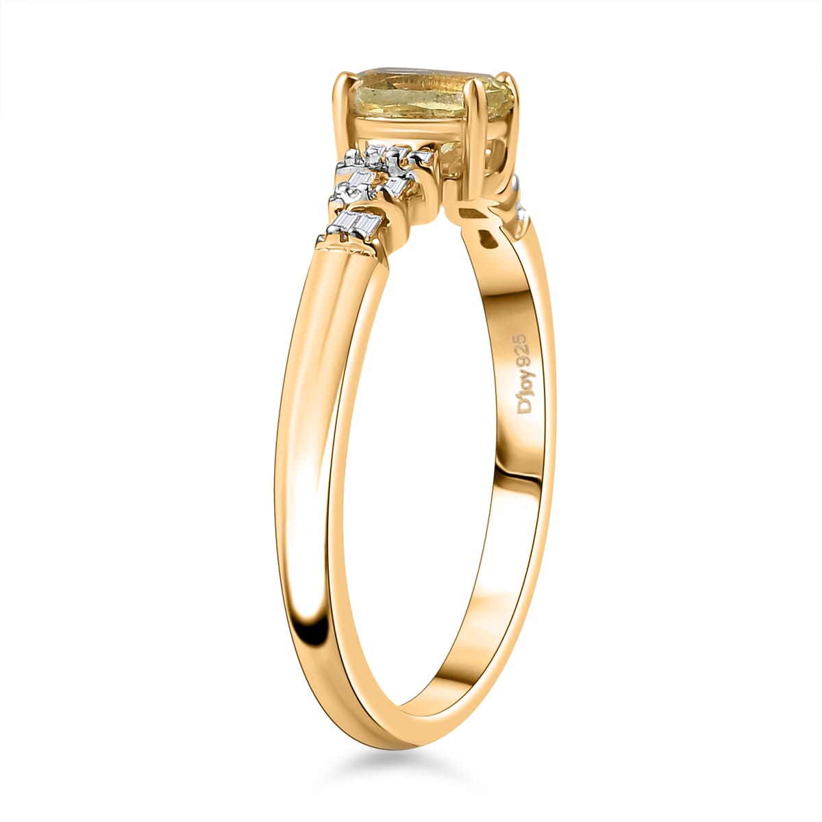 D'Joy Madagascar Yellow Apatite and Diamond 0.60 ctw Ring in 18K Vermeil Yellow Gold Over Sterling Silver (Size 6.0) image number 3