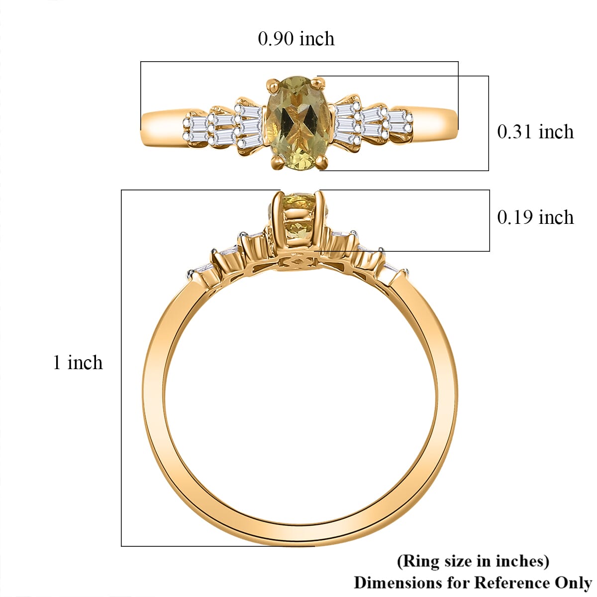 D'Joy Madagascar Yellow Apatite and Diamond 0.60 ctw Ring in 18K Vermeil Yellow Gold Over Sterling Silver (Size 6.0) image number 5