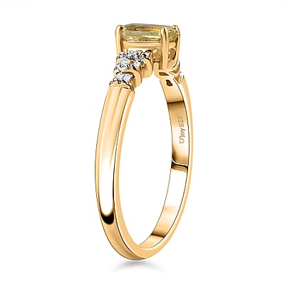 D'Joy Madagascar Yellow Apatite and Diamond 0.60 ctw Ring in 18K Vermeil Yellow Gold Over Sterling Silver (Size 8.0)