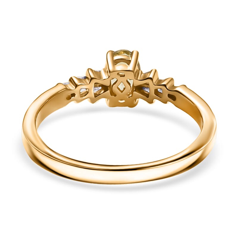 D'Joy Madagascar Yellow Apatite and Diamond 0.60 ctw Ring in 18K Vermeil Yellow Gold Over Sterling Silver (Size 8.0)