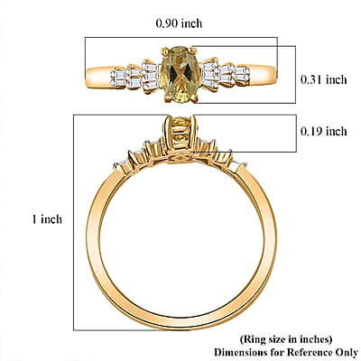D'Joy Madagascar Yellow Apatite and Diamond 0.60 ctw Ring in 18K Vermeil Yellow Gold Over Sterling Silver (Size 8.0)